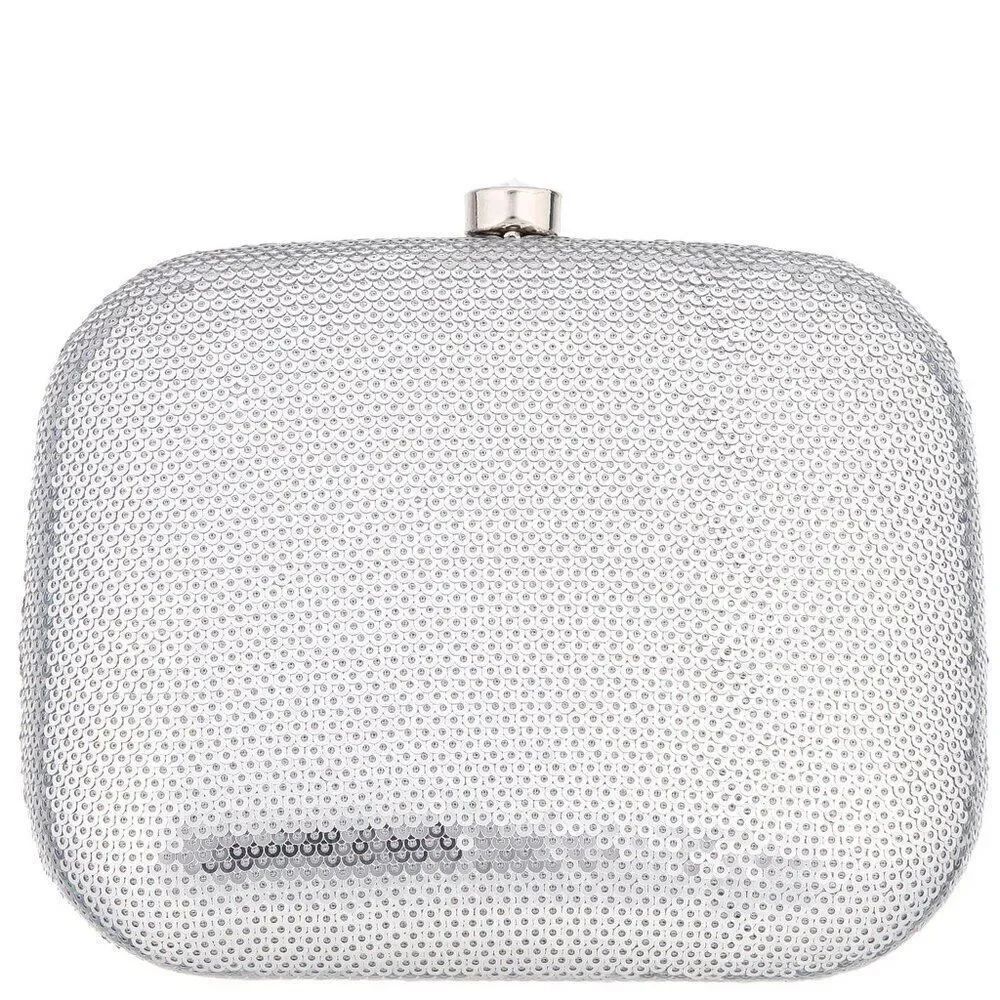 ✨ NINA ✨ NEW! Getty Silver Sequin Minaudière Clutch Bag